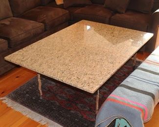 1 of 2 Marble with Iron Base Cocktail Table