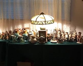 Slag glass lamp, Roseville, Goebel