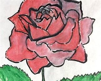 Rose Drawing On Paper After Andy Warhol
