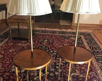 Midcentury Faux Bamboo Floor Table Lamps
