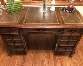 Country French Provincial Desk with inlaid leather