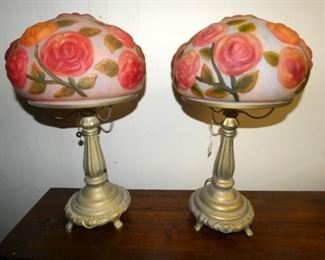 MATHCING PAIR OF VICTORIAN PUFFY LAMPS