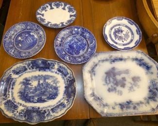 FLOW BLUE CHINA PLATTERS/PLATES