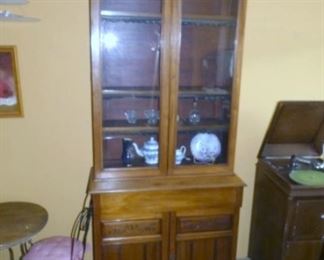 LATE 1800'S 2PC. WALNUT STEPBACK