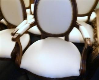 8 MATCHING WALNUT LEATHER WRAPPED CHAIRS