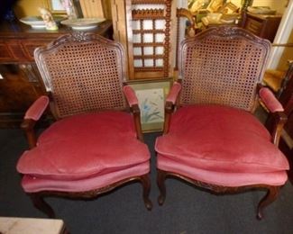 2 EARLY MATCHING CANE BACK PARLOR ARMCHAIRS