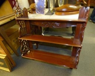 3 TIERED MAH. WALL SHELF