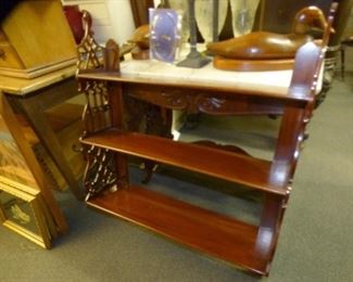 3 TIERED MAH. WALL SHELF