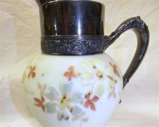 VICTORIAN HAND PAINTED SATIN GLASS PITCHER