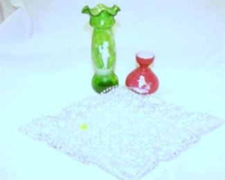 MARY GREGORY VASES/1800'S ICE CREAM DISH