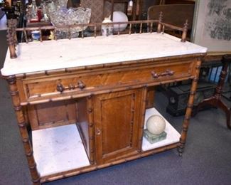 40IN. MARBLE TOP BAMBOO SERVER