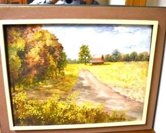 19X25 OIL ON CANVAS FARM SCENCE SIGNED MANNING