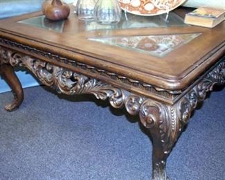 42IN. ORNATE CARVED COFFEE TABLE