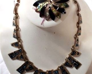 STERLING SILVER BROACH & NECKLACE