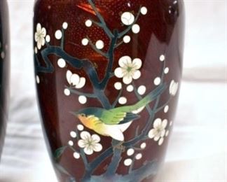 VIEW 3 CLOSEUP EARLY 8IN HANDPAINTED CLOISONNE