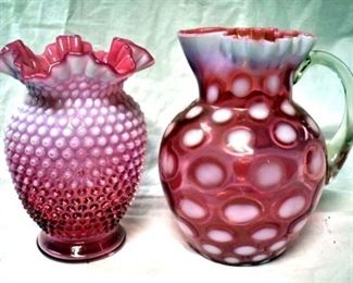 FENTON HOBNAIL AND COIN DOT PITCHER