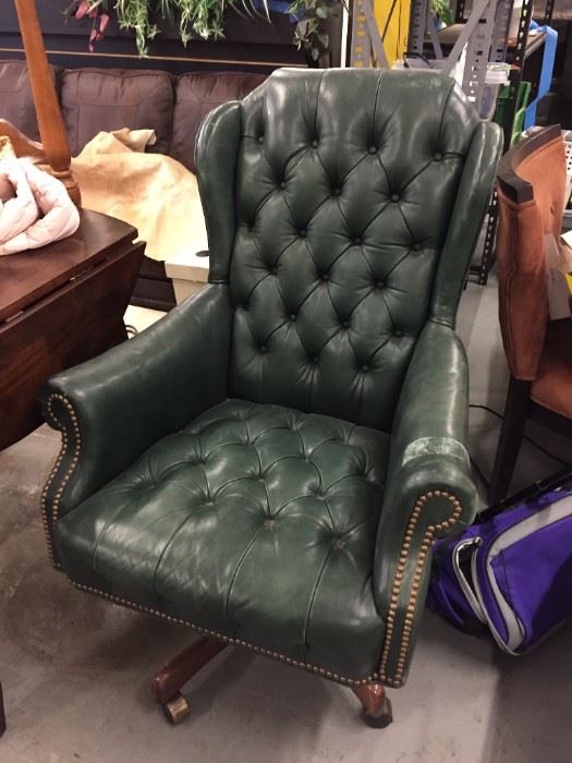 green button back office chair