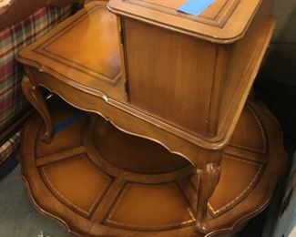 faux leather top coffee table and two tier table