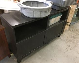 Black wood TV console