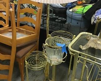 brass wine butler and plant stand lamp