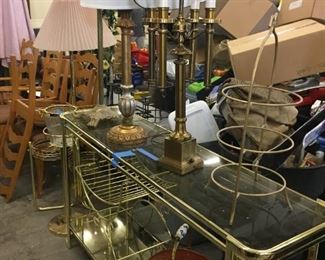 brass and glass console