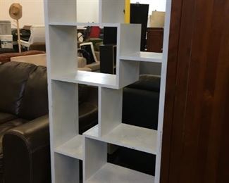 white painted cube shelf