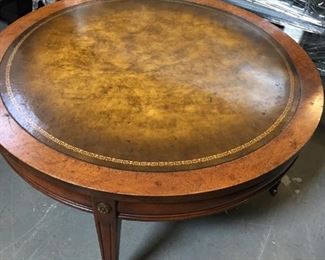 faux leather top rolling coffee table