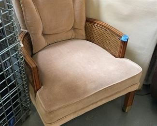 velvet and cane chair
