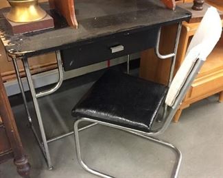 vintage desk and chair chrome frame