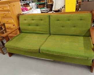 vintage wood frame couch