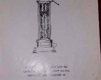 E Thomas & Williams Cambrian Brass Miner's Lantern Lamp Aberdare Wales
