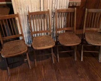 Set of 4 Vintage Wooden Fold Out Chairs