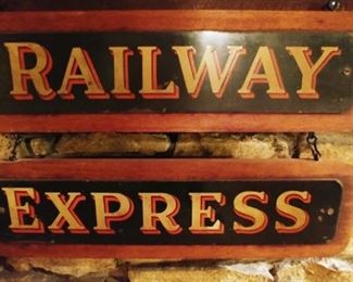 Antique 2 pc Railway Express Sign