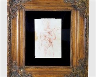 Lot 020
Unsigned Figure Study in Conte Crayon