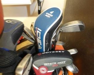 VARIOUS GOLF CLUBS AND DRIVERS 