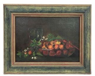 Lot 015
Oil On Canvas "Still Life Fruit Bowl"