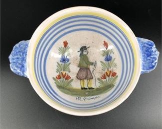 Lot 144
Antique HR Henriot Quimper Faience Pottery Lug Bowl