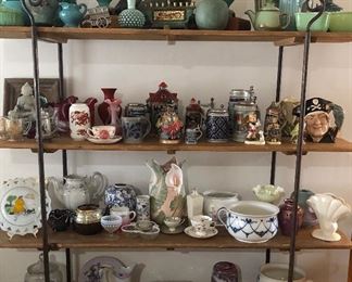 HUGE Assortment of Collectibles...McCoy, Verboan, Flemish Art, Meito Norleans, John Haddock & Sons, Fenton, Johnson Bros, Rangoon, Haviland, Ripon, Burleigh Ironstone, Charles Meakin, Royal Staffordshire, Spode, Red Wing, Royal Doulton, Limoge, ...