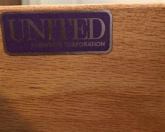 United MCM Bedroom Suite: Dresser w Mirror, Highboy and 2 Nightstands