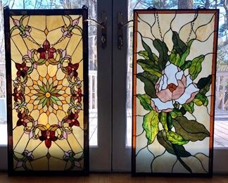 Two beautiful stained glass "look" hangings.
