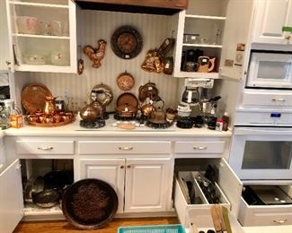 Great collection of copper, molds, teapots, pans, kettles and more