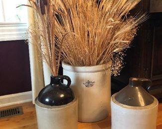 Large crock and two jugs
