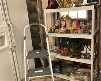 Refrigerator, ladders, shelf FULL of Christmas!!