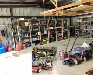 Building full of tools: gas cans, oil lanterns, sprayers, tools, misc....!! Honda FG110 tiller, Homelite electric mower...