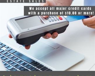 We accept all major credit cards with a purchase of $10.00 or more.