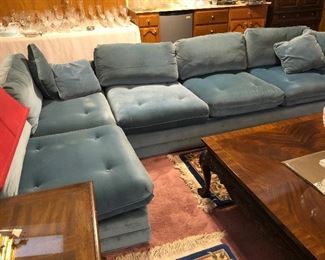 retro blue sectional needs love but cool anyway 3 pc