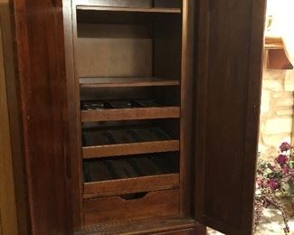 bar armoire- solid wood- narrow and tall -could be for media 