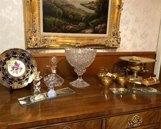 quality crystal and old glass items  not the usual fair   SOLD MOST OF THE PIECES ON TOP OF THIS PIECE HAVE SOME 