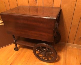 delwood signed solid wood tea cart 
