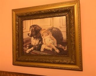 Antique framed print, "Companions"